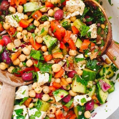 Mediterranean Salad With A Garlic And Herb Salad Dressing