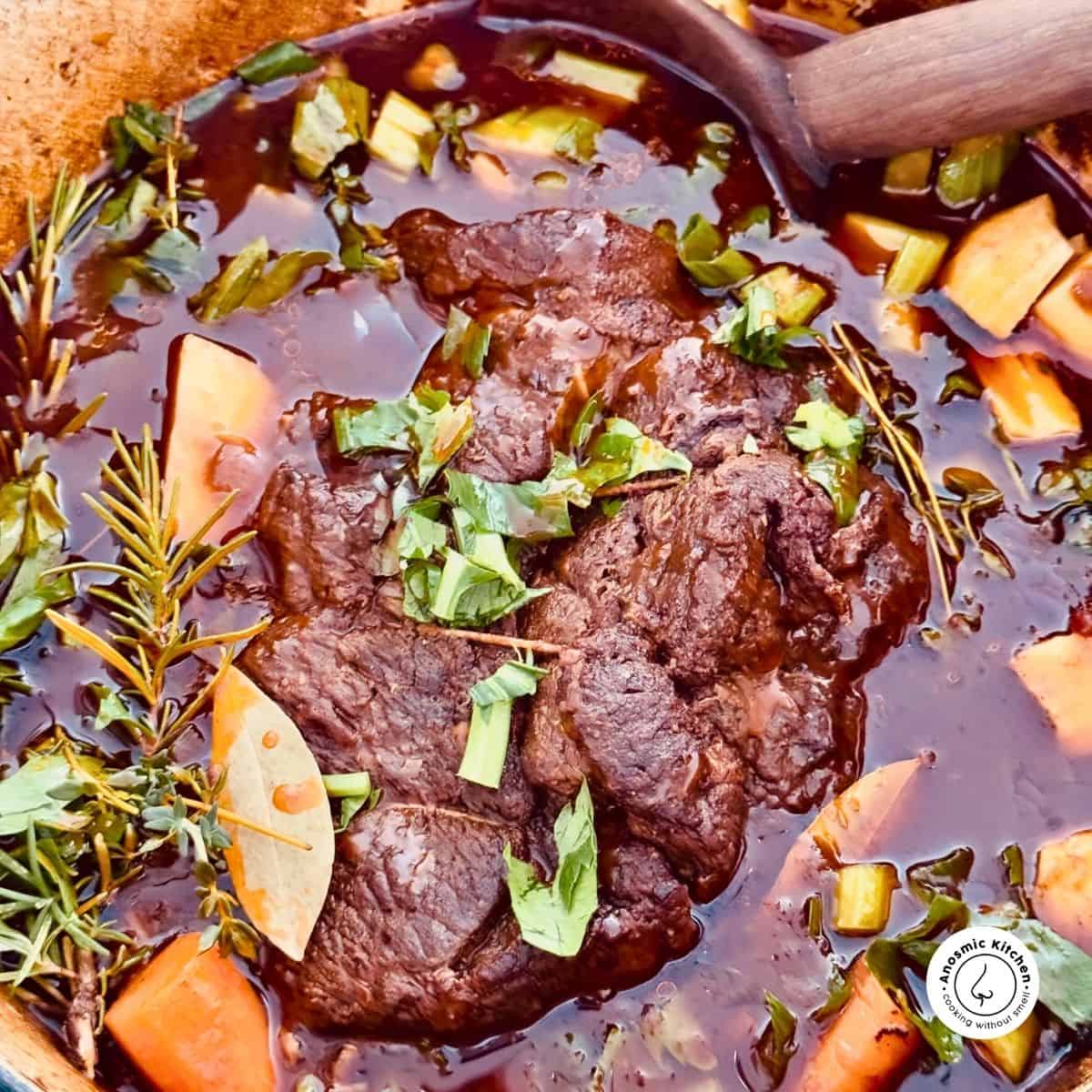 veggies with beef in a pot roast recipe