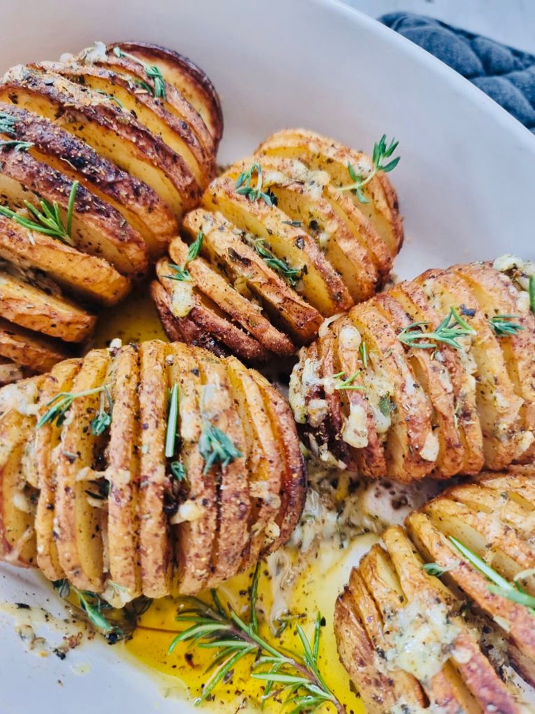 Grilled Hasselback Potatoes with Compound Butter