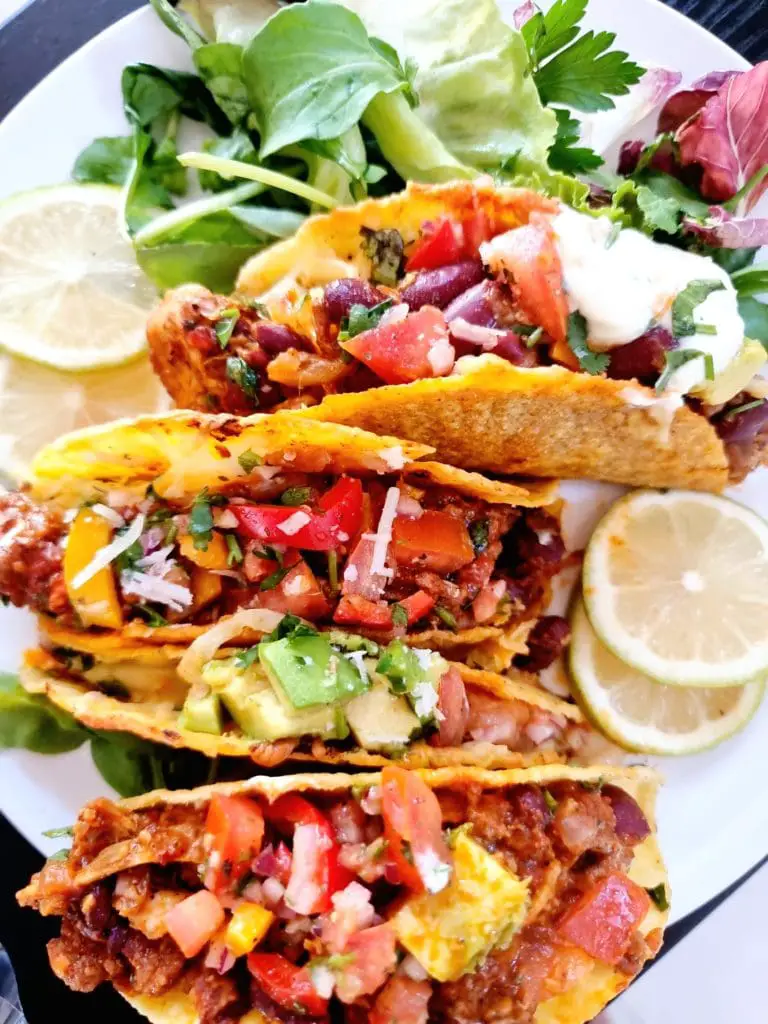 chicken and bean tacos