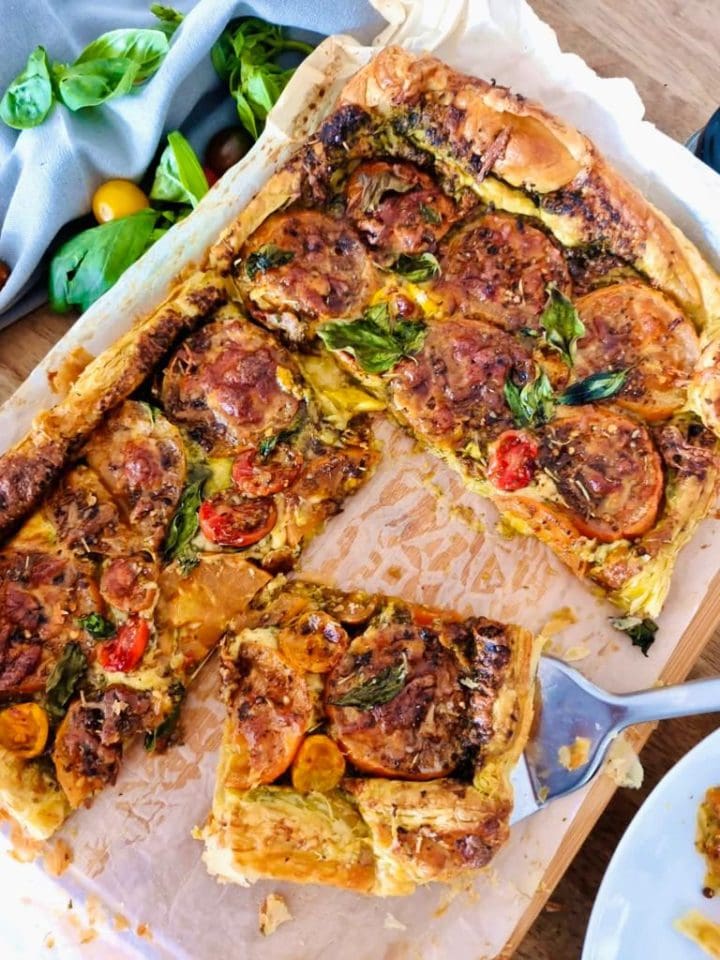 tomato basil pesto tart