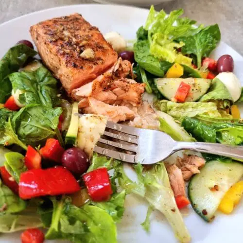Mediterranean Salmon Salad With A Balsamic Vinaigrette