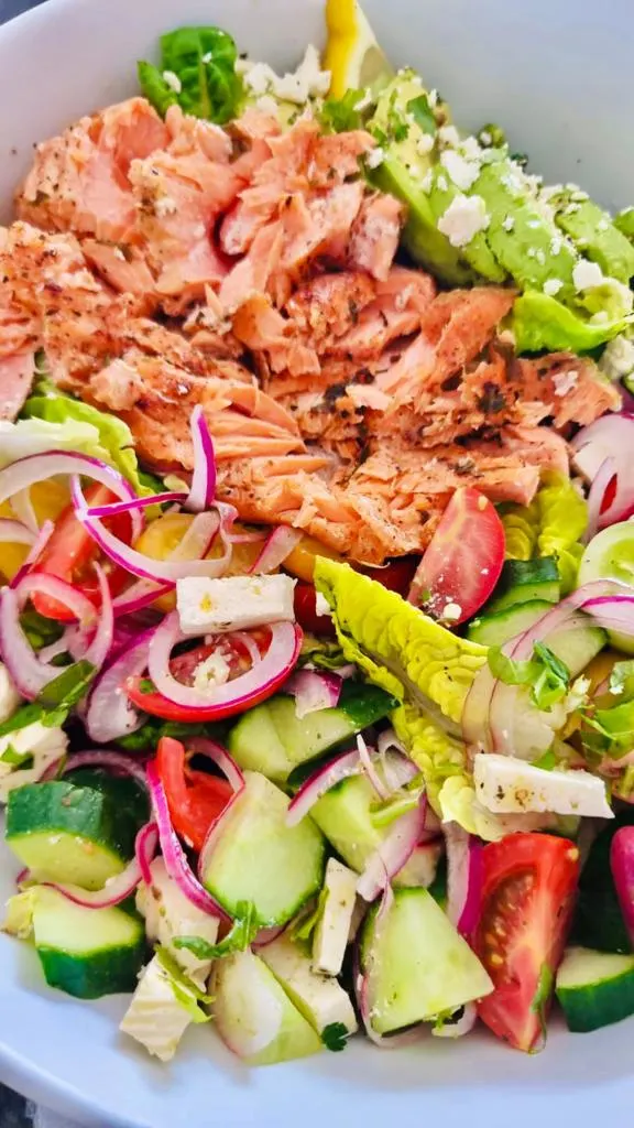 Mediterranean Salmon Salad With A Balsamic Vinaigrette