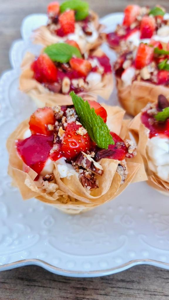 Whipped Feta Strawberry Phyllo Cups - Peas and Crayons