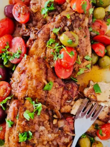 Mediterranean fish recipe with roasted tomatoes