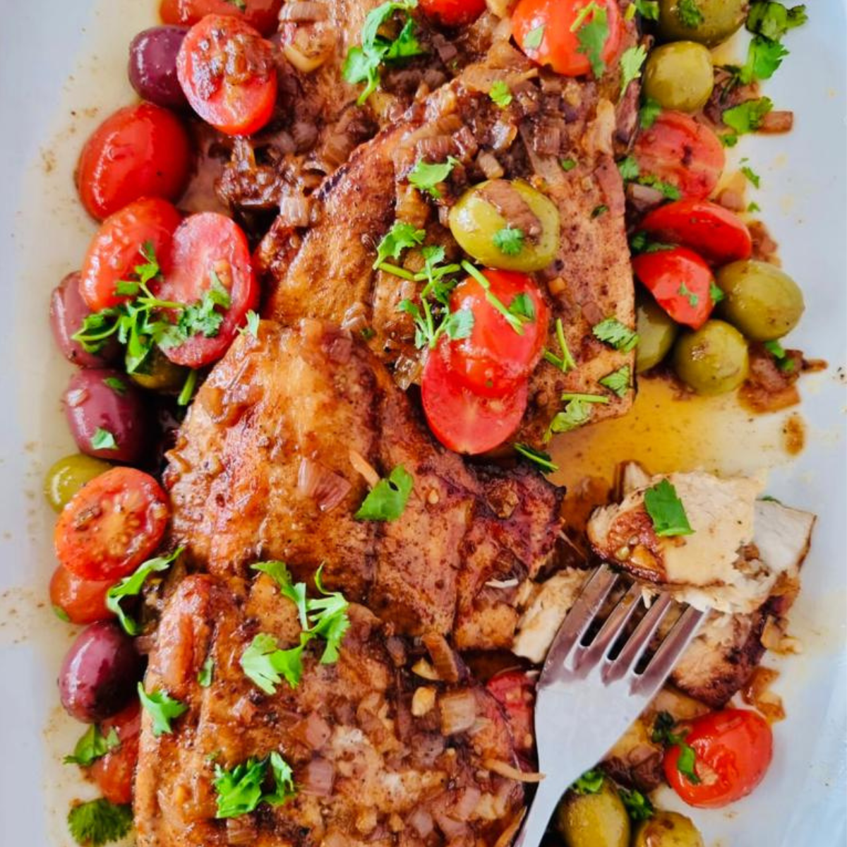 Mediterranean fish recipe with roasted tomatoes