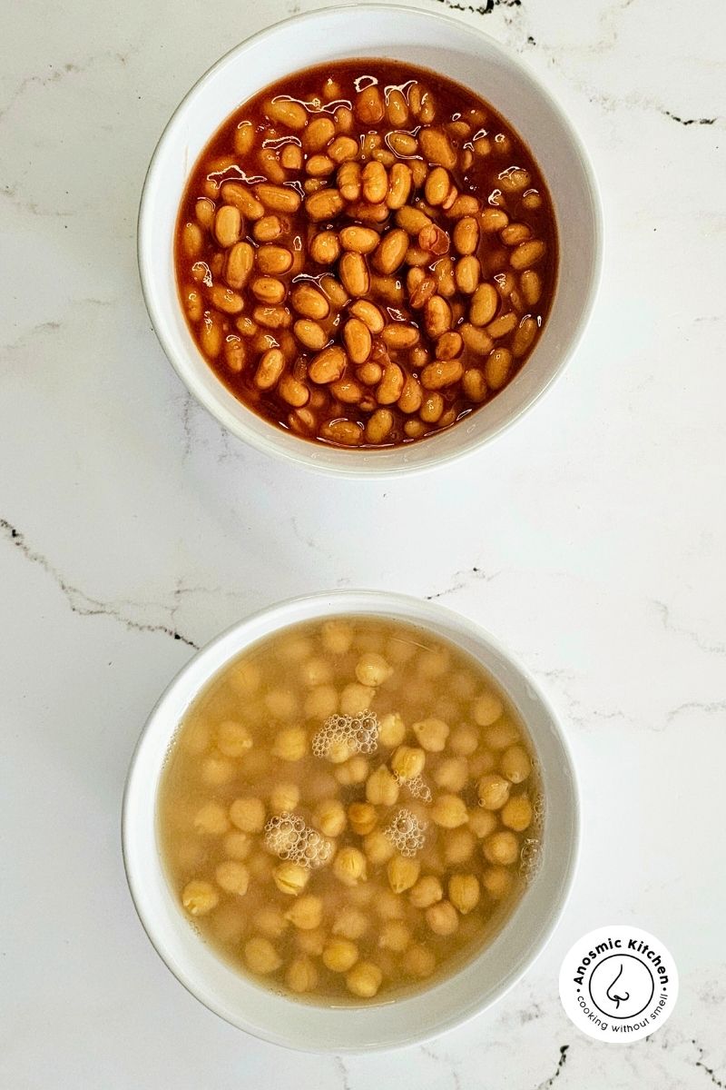 baked beans and chickpeas