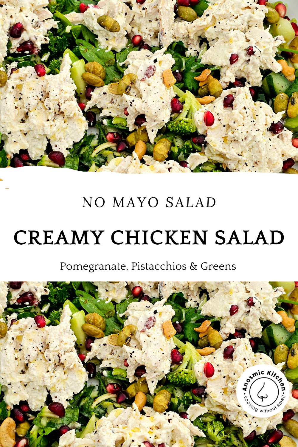 creamy pomegranate chicken salad no mayo