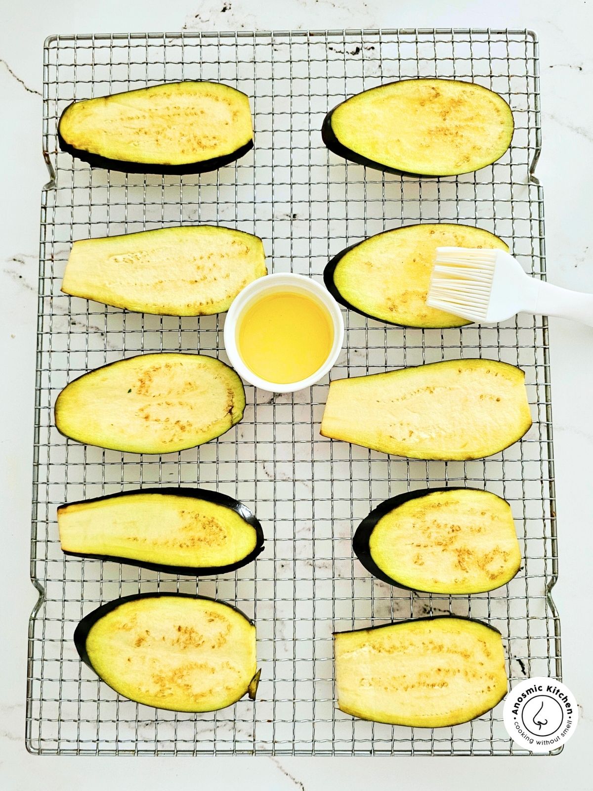 eggplant slices with olive oil 