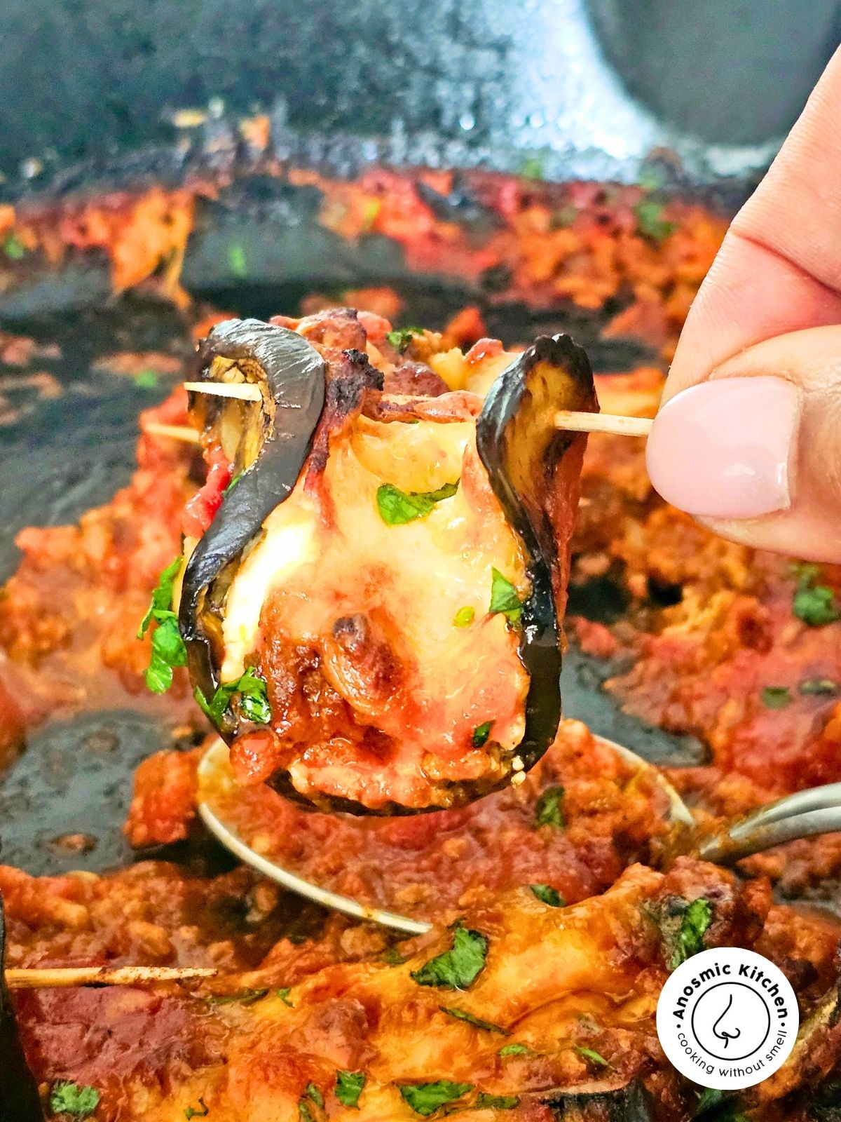 eggplant beef involtini roll up hand held