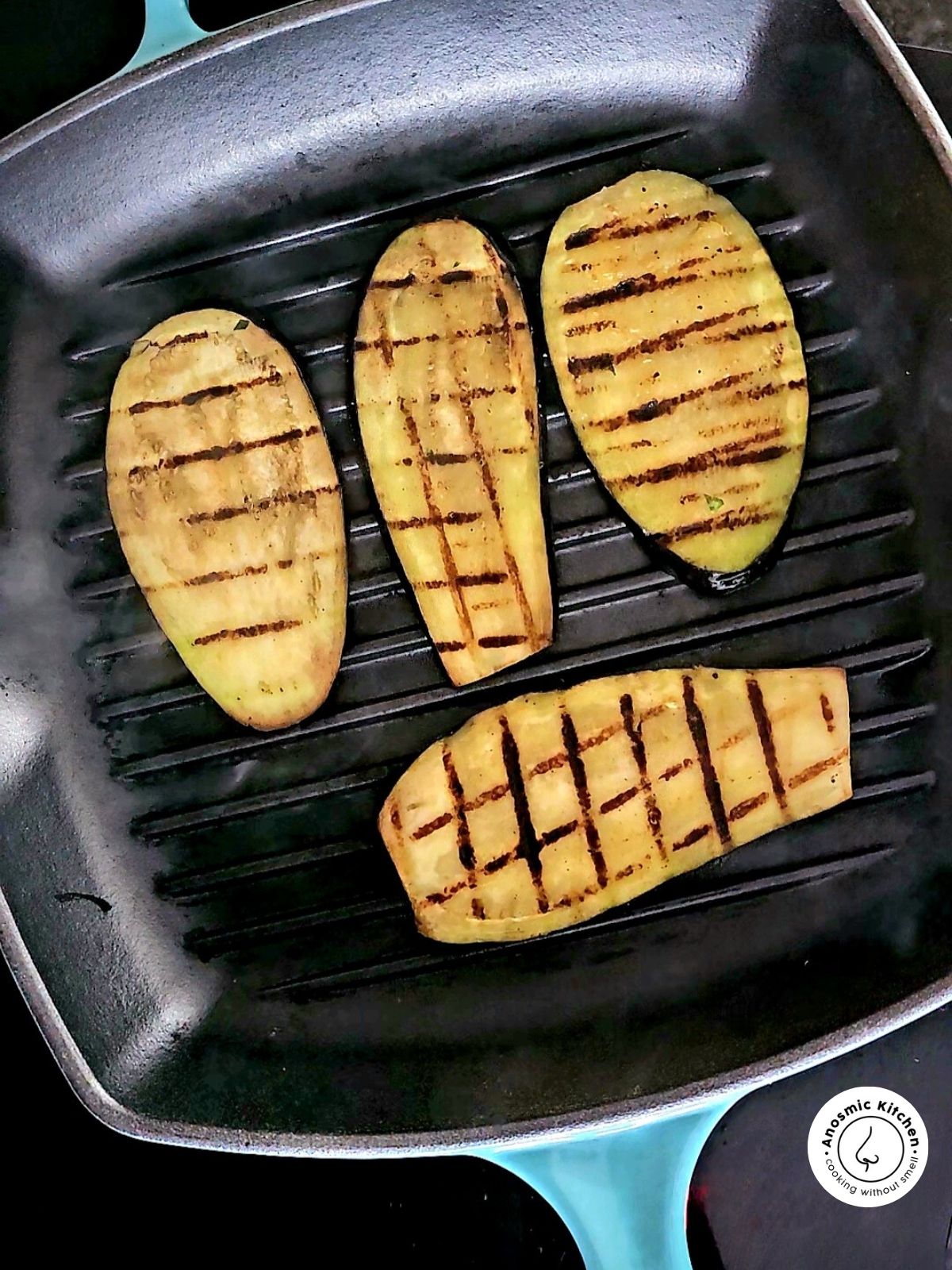 grilled eggplant in grill pan