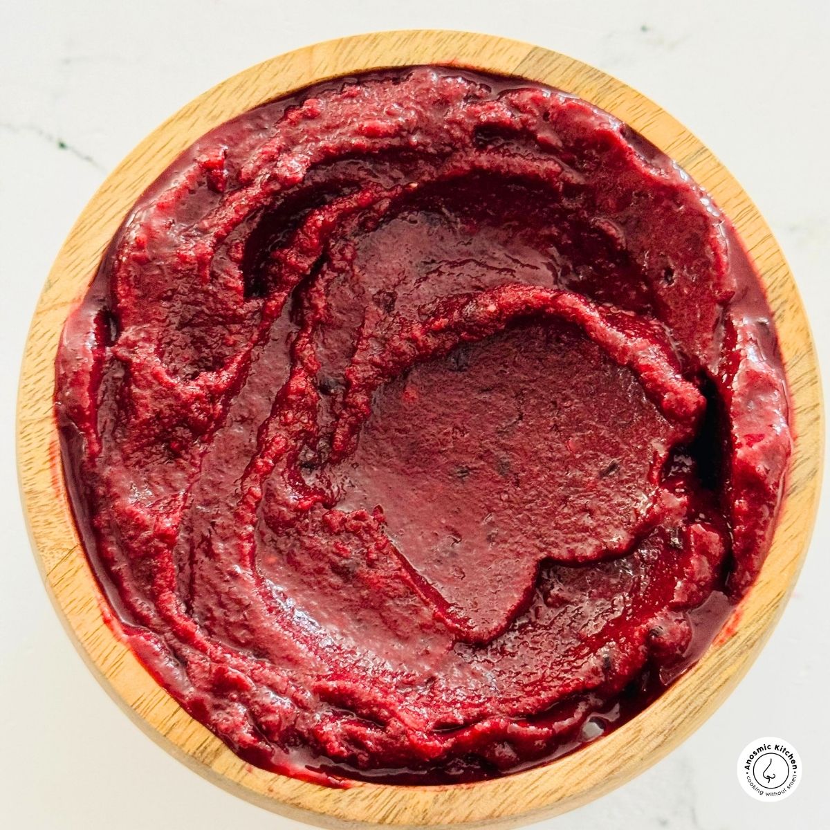 frozen smoothie in a wooden bowl