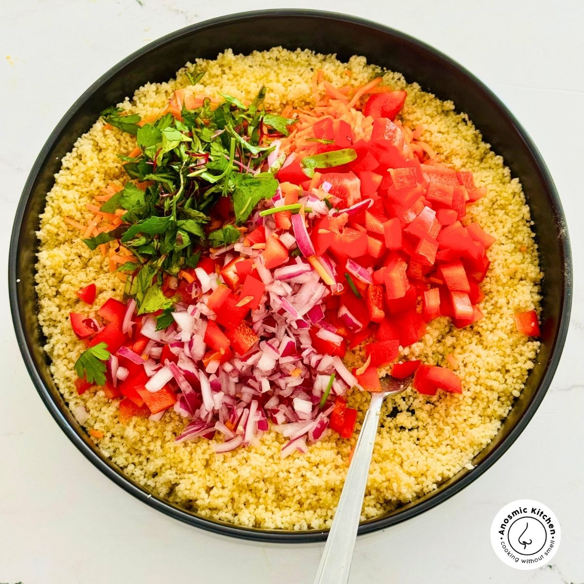 mixed veggies and couscous salad