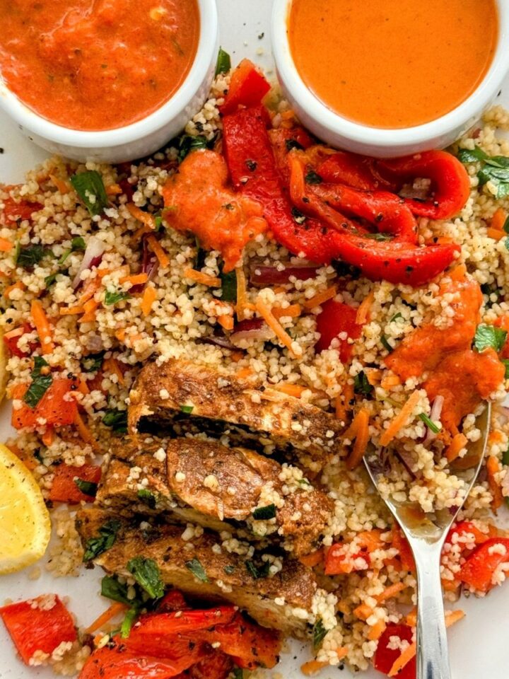 moraccan couscous with spiced chicken salad