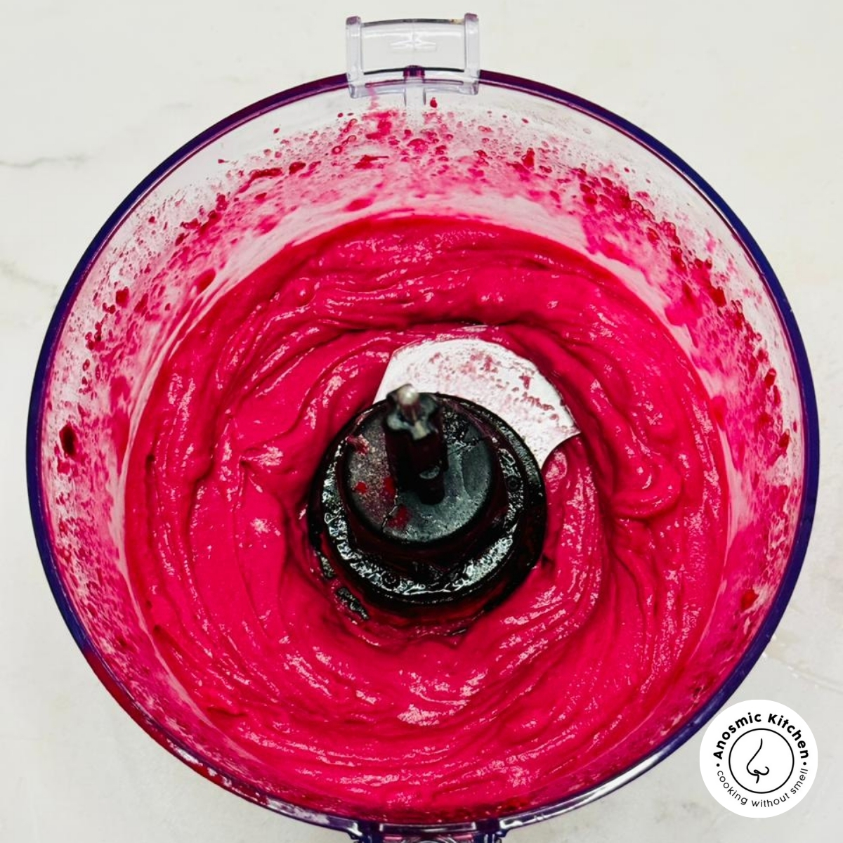 creamy beetroot smoothie in food processor