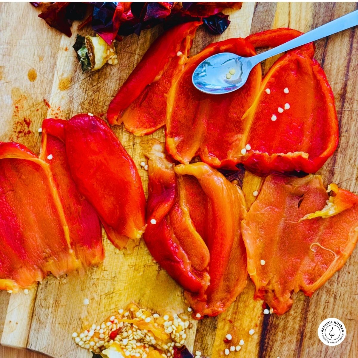 peeled, deseeded roasted bell peppers