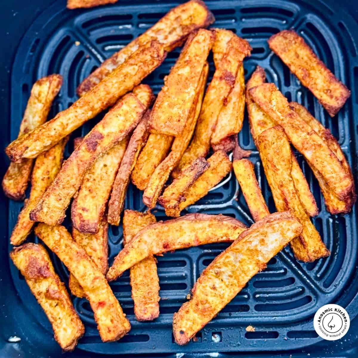 spicy air fryer sweet potato chips