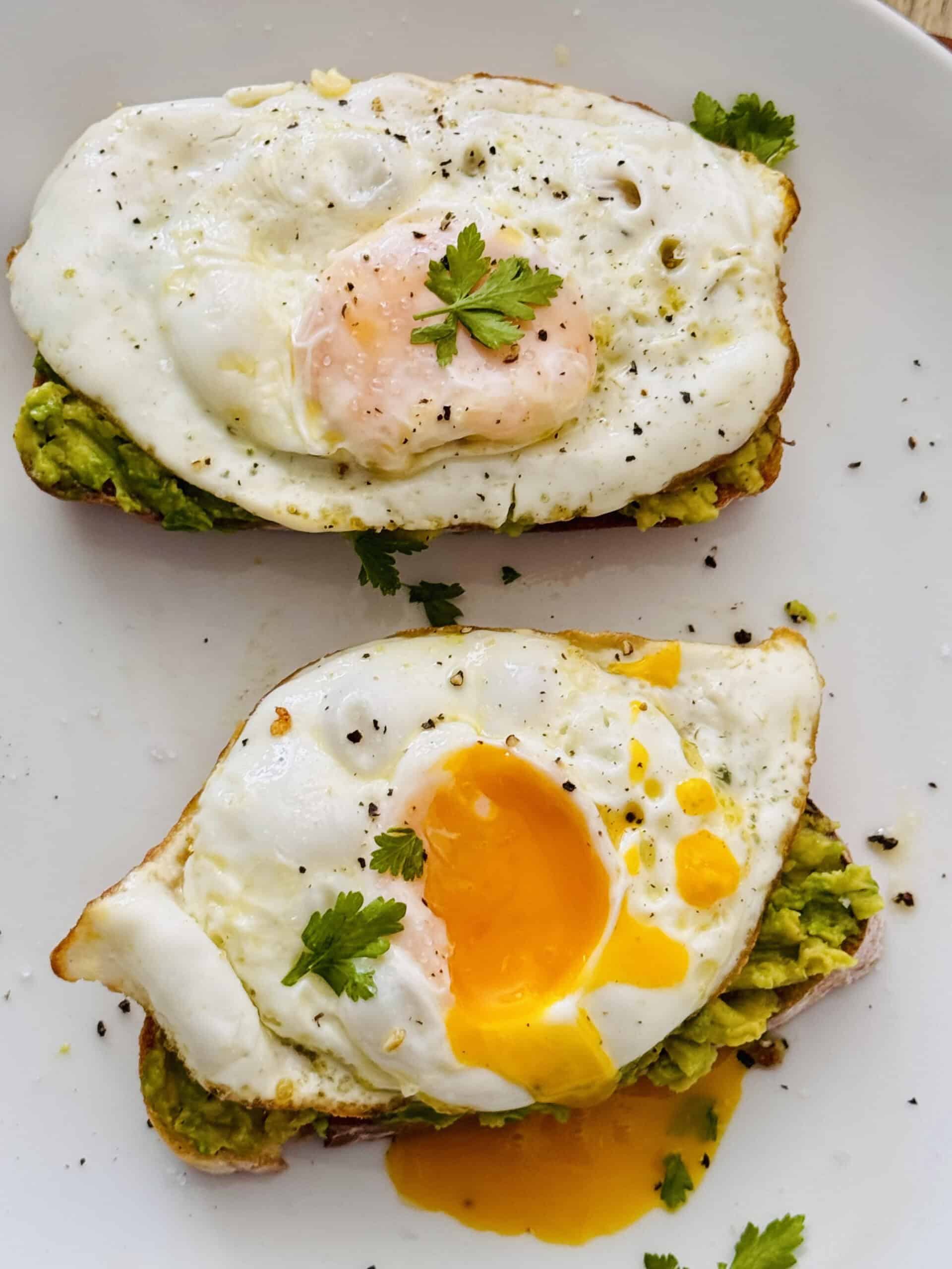 smashed avocado toast with runny egg