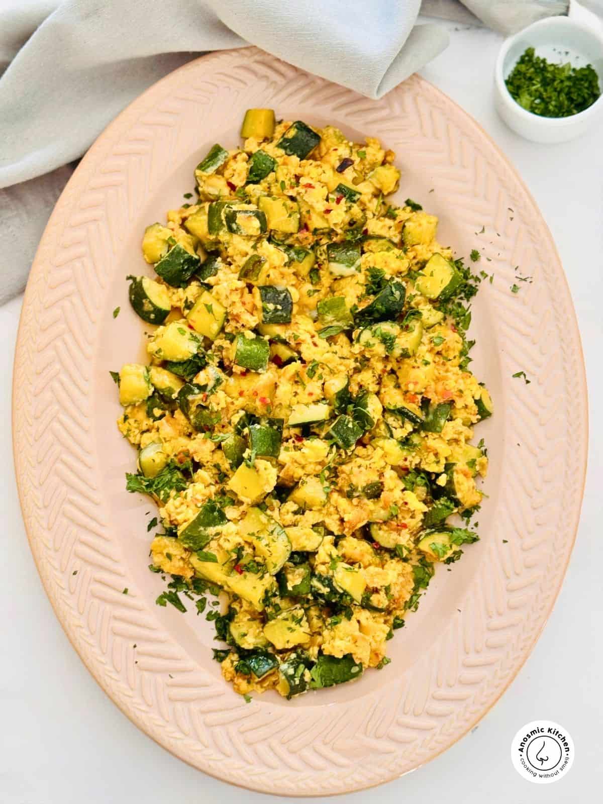 eggs zucchini on platter