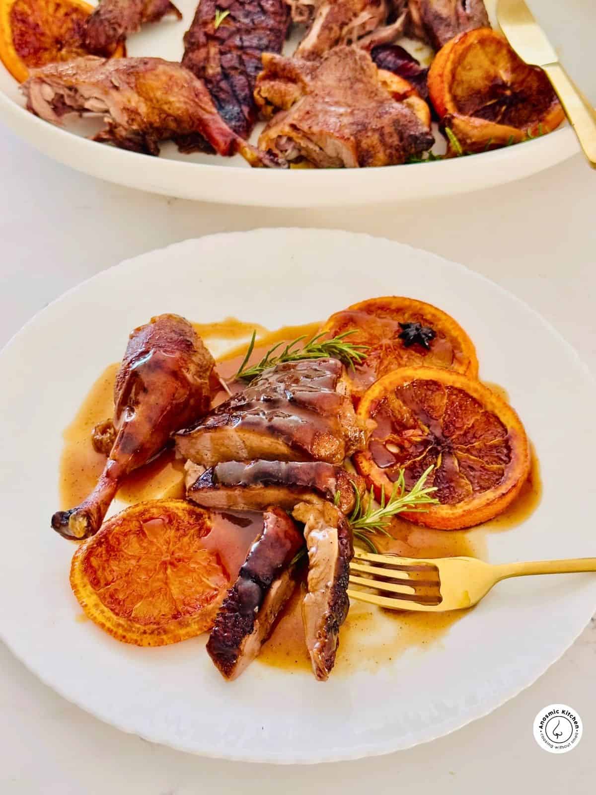 roasted duck in orange sauce