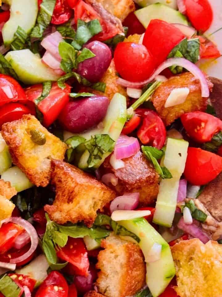 tuscan style panzella bread salad