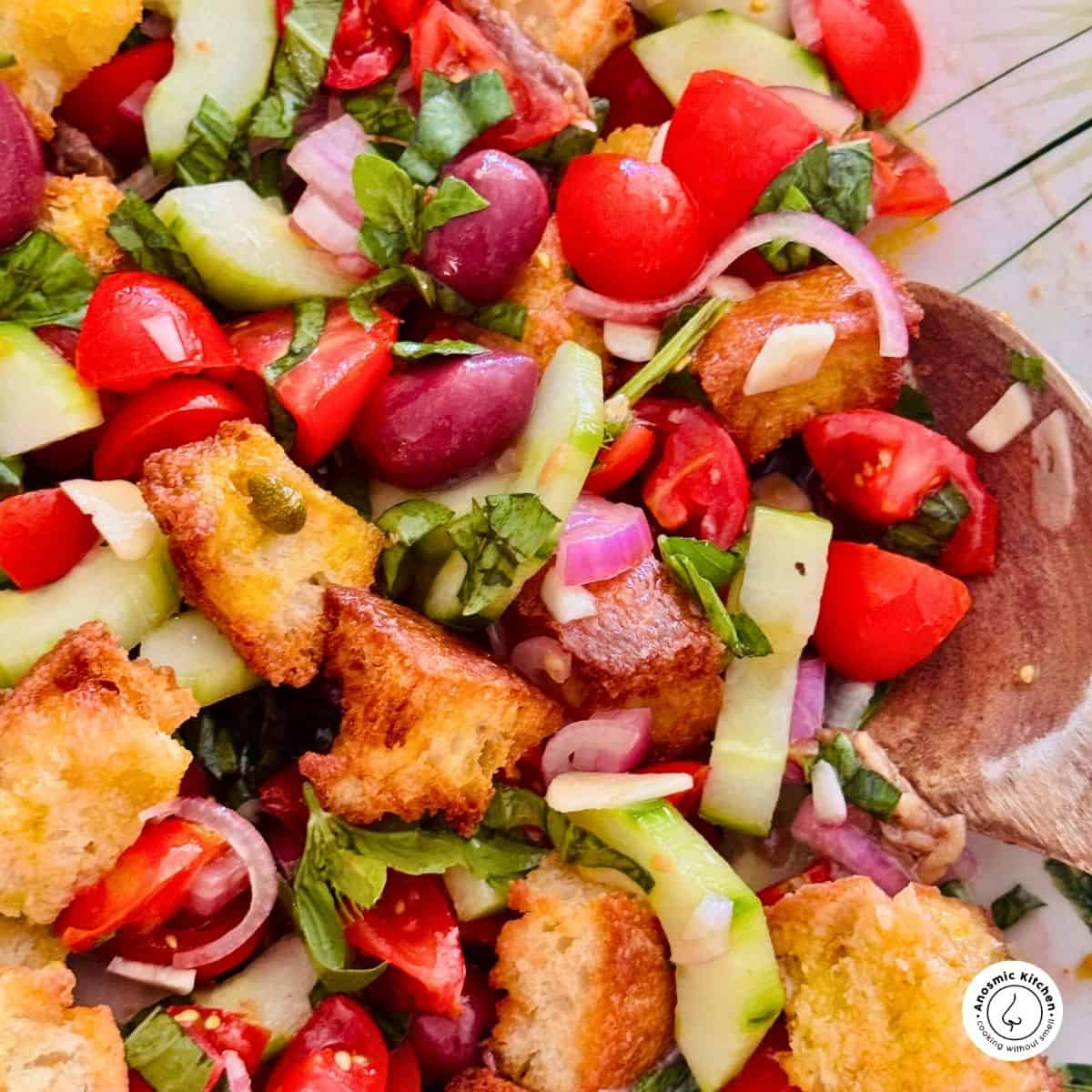 tuscan style panzella bread salad