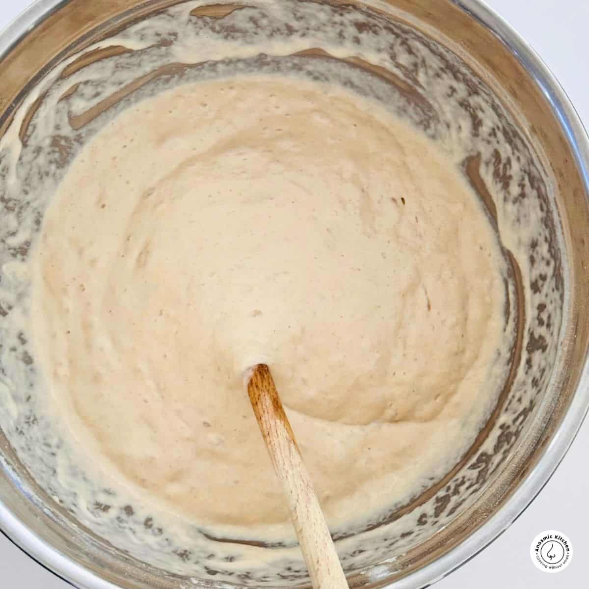 results of a thicker bread dough just before being prepped for baking